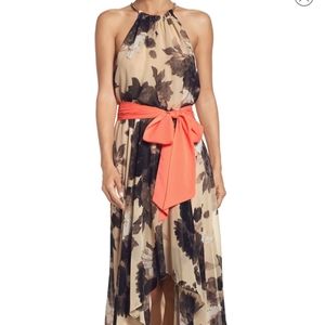 Eliza J Floral Print Halter Chiffon Dress